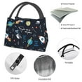 thumbnail image 4 of Yiaed Space Print Lunch box lunch bag Portable Insulated Lunch Box for Women Men Cooler Tote Bag with Front Pocket for Work Picnic Travel, 4 of 6