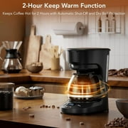 WAA 5 Cup Drip Coffee Maker,Programmable Delay Brew,Auto Shut-Off,Reusable Filter 25oz Tank,Black