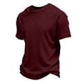 thumbnail image 2 of Zimjoy Men's Casual T-Shirts Classic Short Sleeve Waffle Knit Tees Crewneck Solid Tee Shirts Wine 3XL, 2 of 5