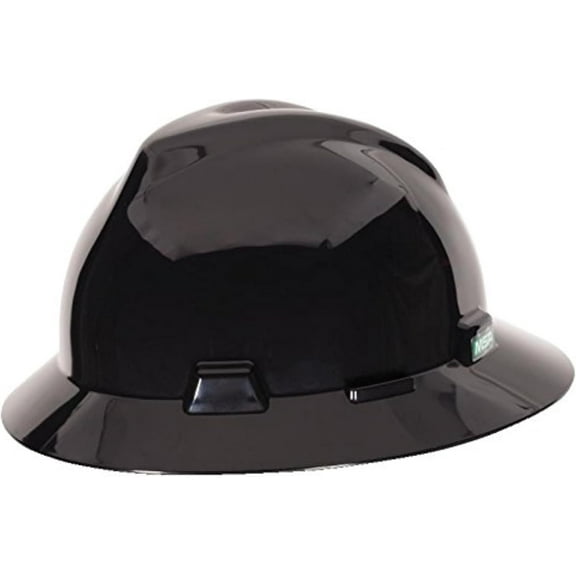 MSA V-Gard Full-Brim Hard Hat with Suspension - Polyethylene Shell, Superior Impact Protection and Self Adjusting Crown Straps - Standard Size Hard Hat