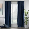 thumbnail image 3 of 3S Brother's Extra Long Room Darkening 228" Length Faux Velvet Navy Blue Curtain Drapes - Hanging Back Tab 5-25 Feet Custom Made ( 1 Panel ) - Made in Turkey (52"Wx228"L), 3 of 5