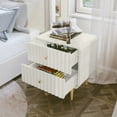 thumbnail image 2 of CBJCBJ 20" Modern Fluted Nightstand Set of 1, White Wood Bedside Table with 2 Drawers & Gold Metal Handles（White）, 2 of 5