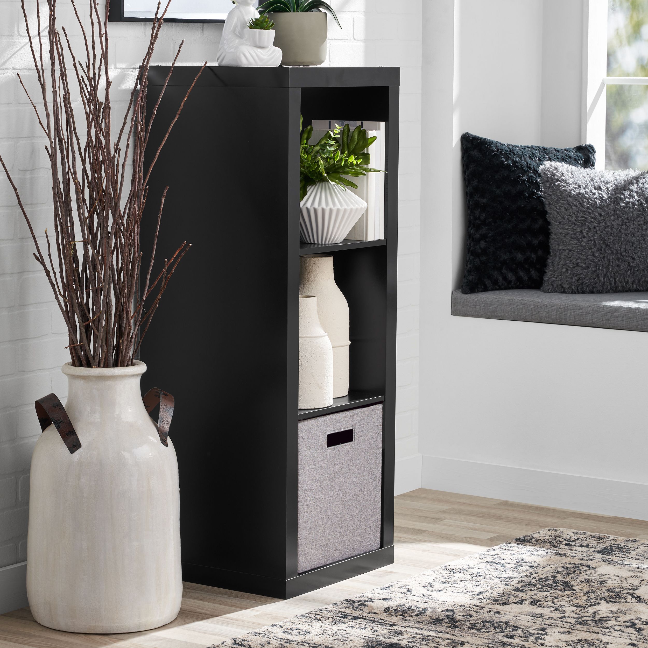 Better Homes & Gardens 3 Cube Storage Organizer, Solid Black