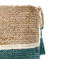 thumbnail image 5 of LR Home Woven Round Jute 17" Storage Basket with Handles, White/Teal Three Stripe, 5 of 8