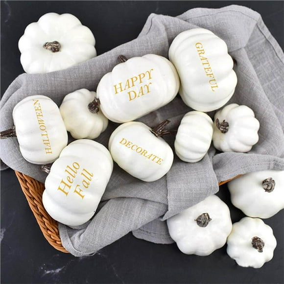 12pcs Fake White Pumpkins Fall Autumn Halloween Christmas Decoration DIY Toys Party Supplies