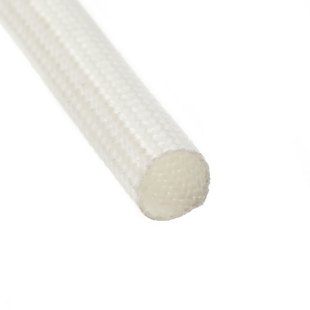 Uxcell 9.8Ft-5mm Alta TEMP Silicona Fibra de Vidrio Manga Aislante Protectores de Cable Blanco