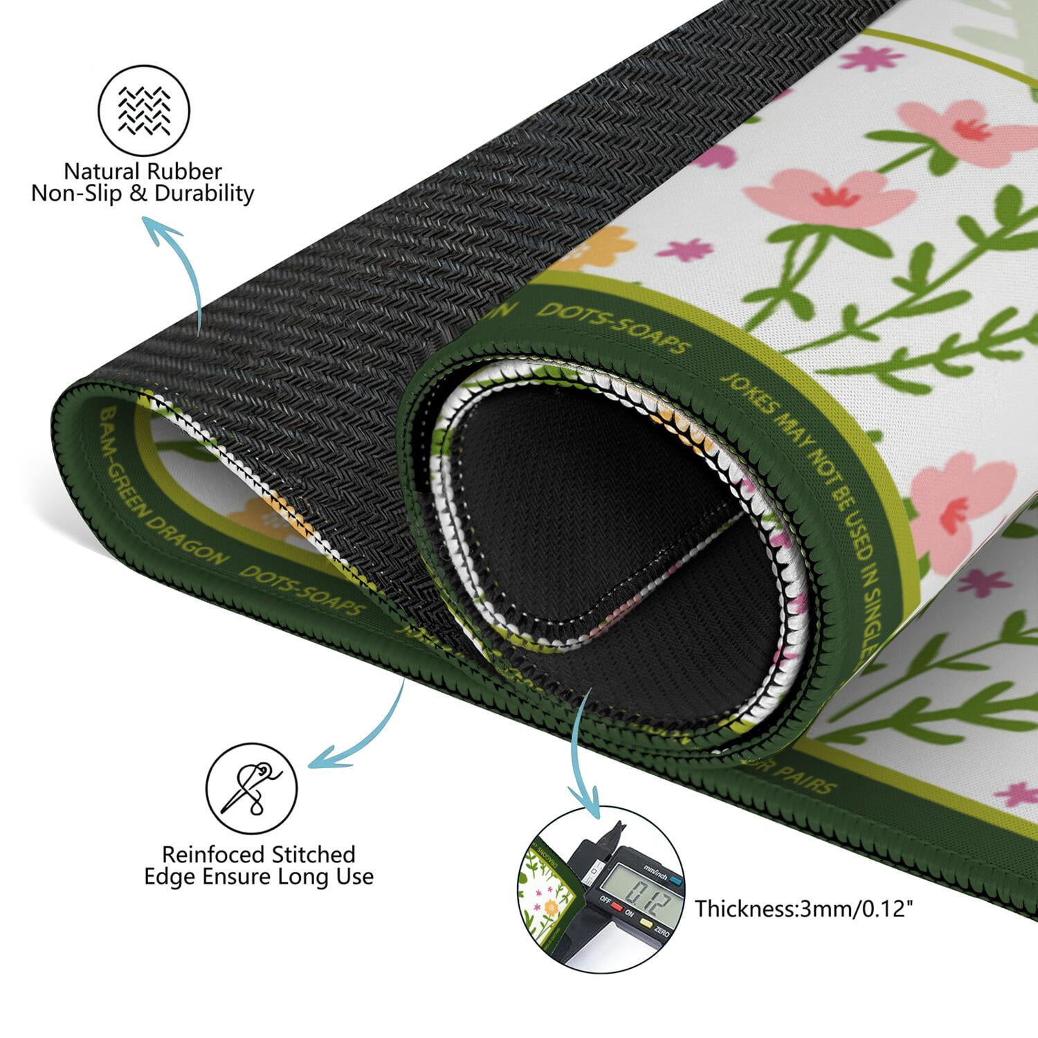 Flower Mahjong Mat with Rules, 31.5*31.5in Anti Slip American Mahjong Mat for Table, Noise Reduction, Neoprene Mah jongg Mats with Carrying Bag & 3 Dices, Mahjong Set Gift, Board Tile Games Mats