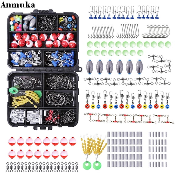 Suodoka 239βPiece AllβInβOne Fishing Tackle Kit β Hooks, Swivels, Sinker Weights, Float Bobbers, 3βWay Swivels & More in a Portable, Transparent Compartment Box