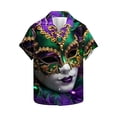 thumbnail image 2 of JURANMO Holiday Deals Tropical Shirts for Men Funny Mask Graphic Printed T-Shirts Casual Lapel Button Up Vacation Beach Top Multicolor XXL, 2 of 6