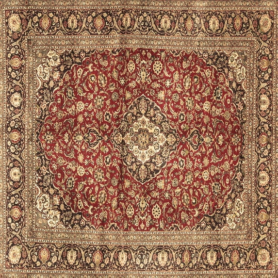 Ahgly Company Indoor Square Medallion Brown Traditional Area Rugs, 4' Square