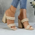 thumbnail image 5 of GJPBGK Women’s Wedge Sandals Open Toe Braided Strap Chunky High Heel Summer Comfort Casual Dress Sandals, 5 of 6