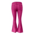 thumbnail image 6 of Women's Mid Waist Flared Jeans, High Rise Retro Vintage Distressed Bootcut Denim Pants, Stretch Elastic Waist Skinny Fit Casual Streetwear Jeans for Daily Wear Hot Pink XL, 6 of 7