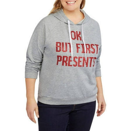 Women's Plus Ok, but First Presents Fleece Hoodie