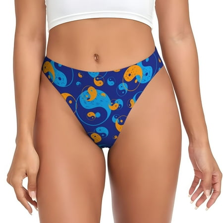 Qokaie Colorful Yin Yang Printed Women s Cotton Thong Underwear  Sexy Breathable Panties G-string-Medium