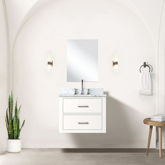 24" X 18" White Bath Vanity With Acrylic Top - Solid Wood Construction Soft Close Fully Assembled Bathroom Buffet 24 In. W 18 D Top, Frame Cabinet