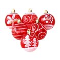 thumbnail image 2 of 6 Pcs Christmas Tree Decorations,Flocked Plastic Christmas Balls,Shaped Hanging Ornament for Thanksgiving Wedding Party Home Decor,Red, 2 of 6