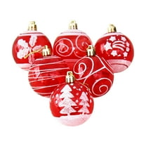 Gqtwoy 6cm Transparent Painted Christmas Ball Set of 6, Exquisite Christmas Tree Decoration, Colorful Designs, Durable Plastic Material, Perfect for Holiday Decor