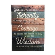 Real Wood Serenity Prayer Sign - Farmhouse Wall Decor - 17"x12" - Teal & Natural Wood Color - Recovery Prayer Decor
