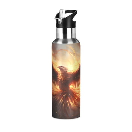 

ALAZA Phoenix Flying Water Bottle Insulated Flask Stainless Steel Straw Lid 20 oz