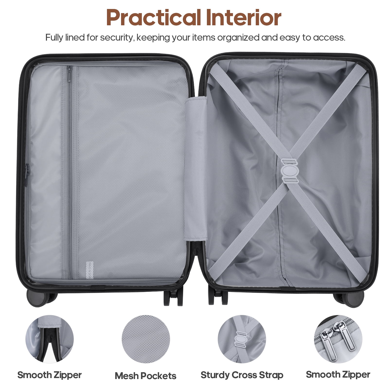 MIUSSE Hardshell Luggage Sets 3 Pieces, Hardside Lightweight Suitcase with Spinner Wheels and TSA Lock, Green Luggage Set 20in24in28in