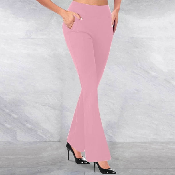 Karight Women's Fashion Casual Temperament Solid Color Knitted Pull Slim Flare Trousers