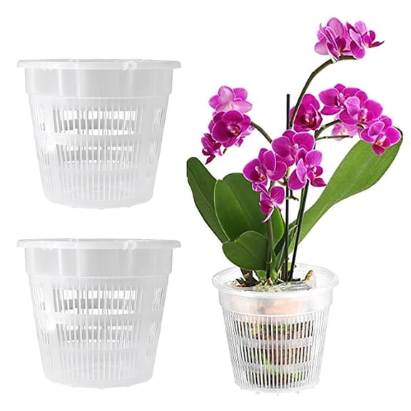 Orchid Flower Pot Clear Orchid Pot with Drainage Holes Raised Bottom Breathable Slotted Plant Pot for Repotting Indoor Outdoor Use