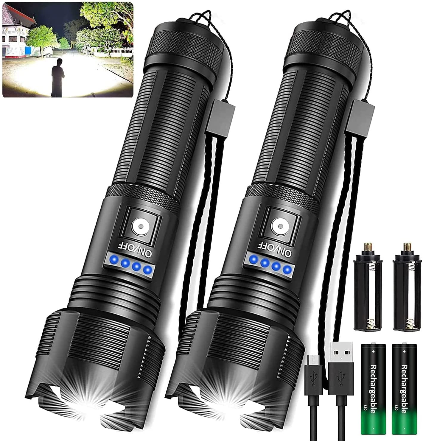 LED Tactical Flashlight Black Zoomable Strike Bezel Ultra Bright Easy To Use New 