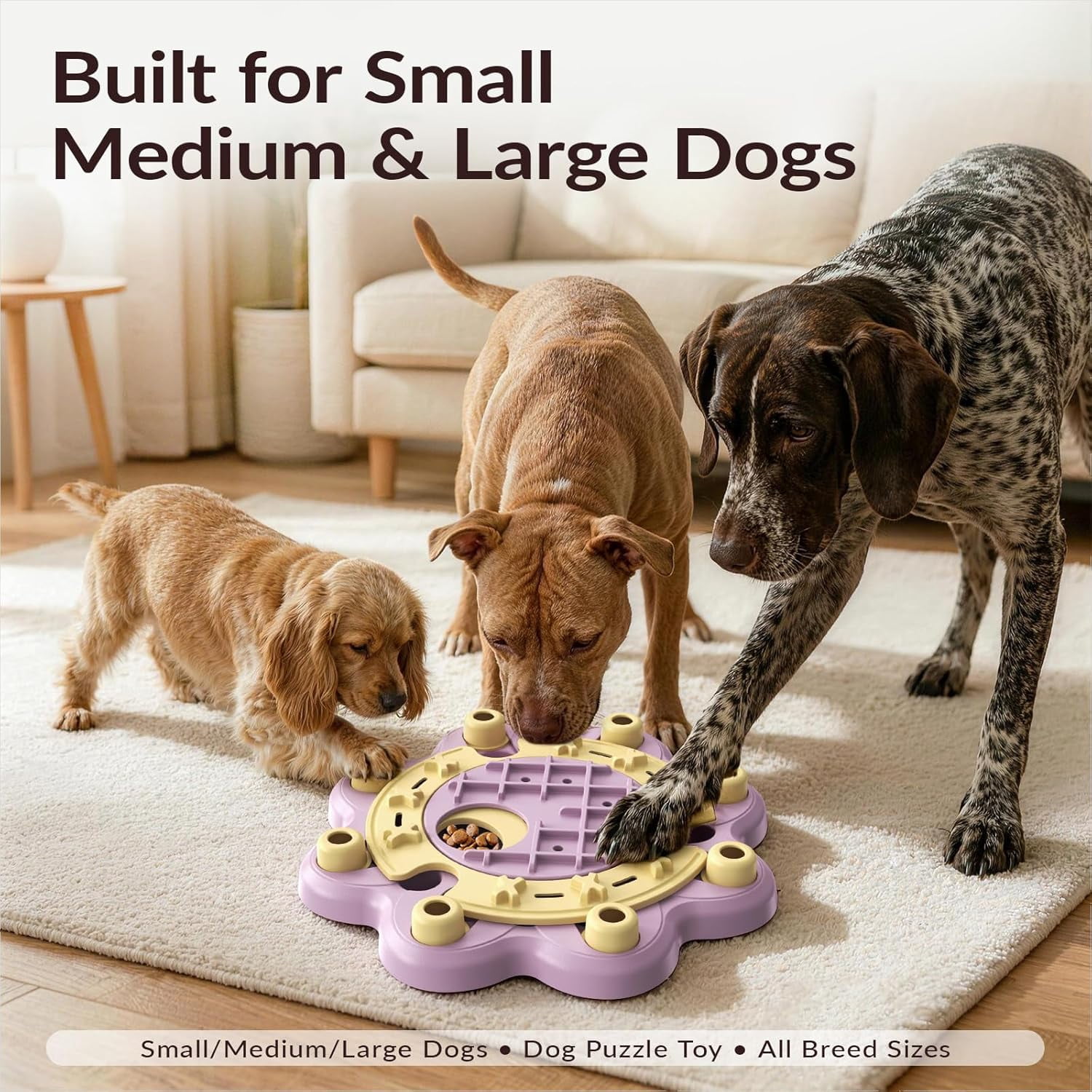 KADTC Dog Puzzle Toy, Large Size, 3 Levels of Step-by-Step Challenge Beginner to Advanced Slow Feeder & Mental Stimulation for Smart Dogs Enrichment Puppy Pink Toys