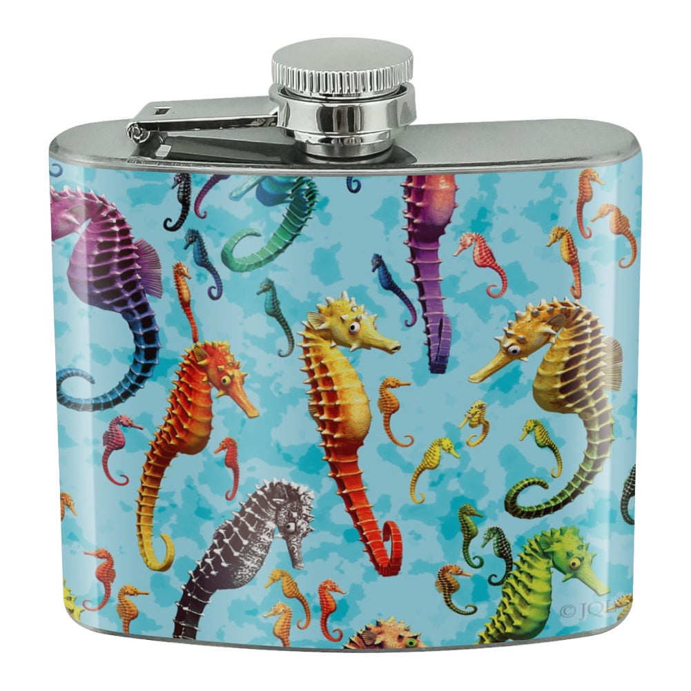 Seahorses Rainbow Ocean Undersea Tropical Pattern Stainless Steel 5oz ...