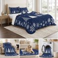 thumbnail image 6 of Quilts Twin Size Bedding Set, Merry Christmas Lightweight Quilted Comforter, Xmas Trees Snowflake Winter Rustic Navy Blue Reversible Bedspread Coverlet with Pillow Covers for All Season, 68" x 86", 6 of 9