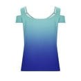 thumbnail image 5 of Plebaso Cold Shoulder Womens Gradient Tops V Neck Short Sleeve Blouses Loose Basic Tees Summer Casual Shirts, 5 of 5