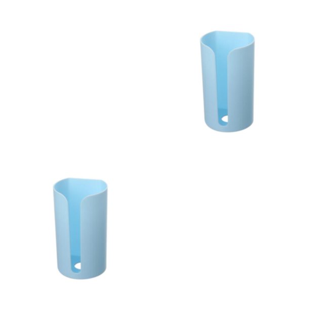 Yuarrent Bolsa de basura de plástico Estante de almacenamiento Perforación libre Colgante de pared Bolsas de basura Caja Dispensador de Azul 2Conjunto