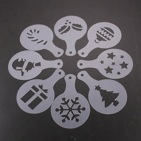 

xinhuadsh Coffee Mold Delicate 8Pcs/Pack Coffee Printing Model Stencils Decorative Tool Convenient for Restaurant