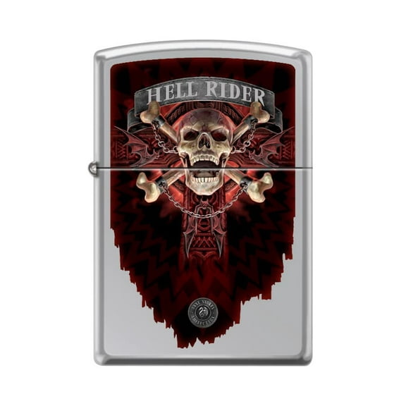 Zippo Lighter -for Anne Stokes Hell Rider Skull Crossbones Devil Hell #Z5356