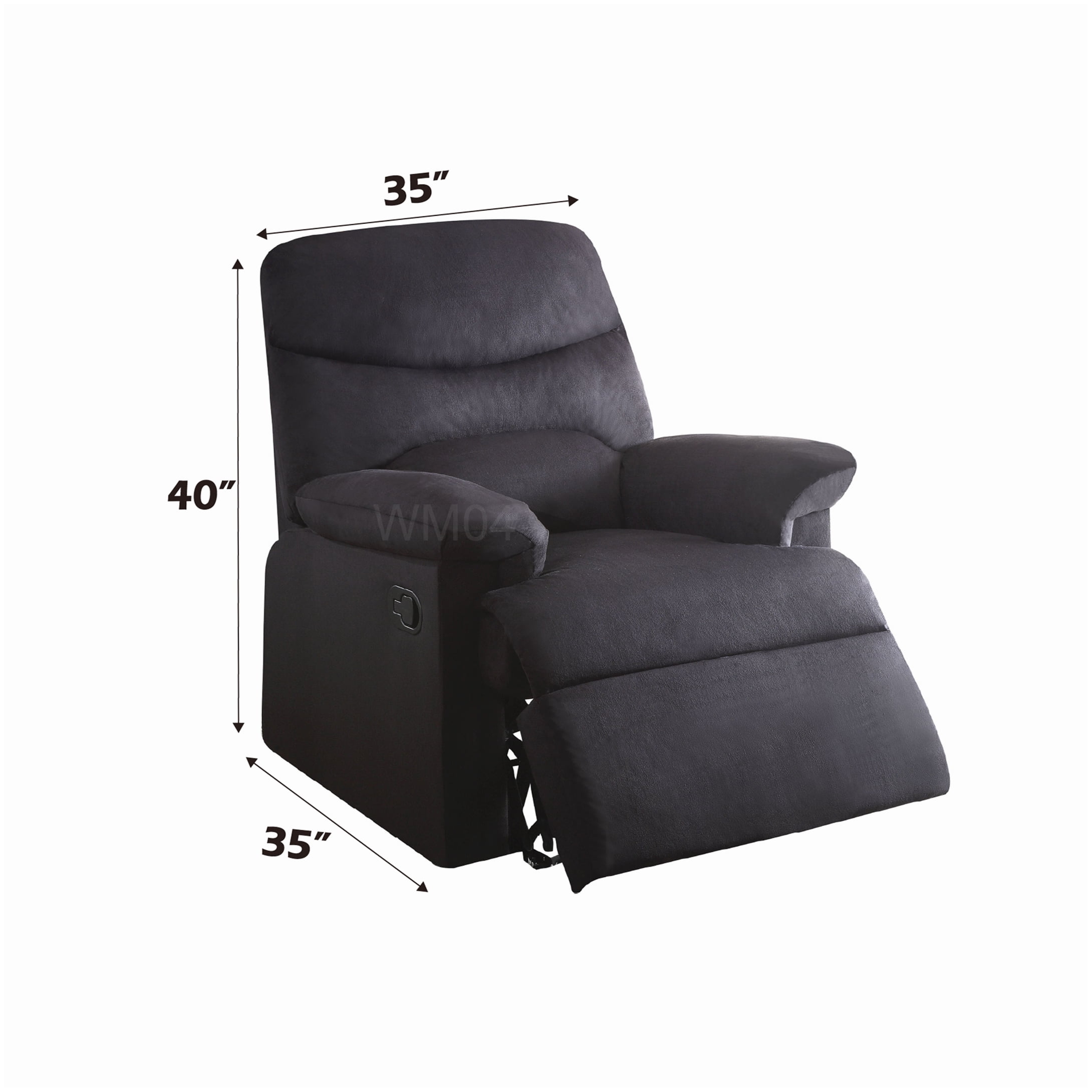 MANGIJOY Black Fabric Motion Recliner Sofa Chair with Easy Recline Mechanism and Supportive Cushions