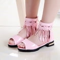 thumbnail image 4 of JUMEYU Little Girl Sandals Girls Sandals Open Toe Kids Summer Flat Sandals with Zipper Fashion Dress Flower Shoes for Party Size 2 (White,Big Kids 2), 4 of 8