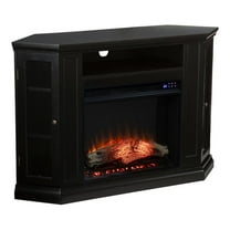 Maklaine Touch Screen Wood Electric Corner Fireplace in Black