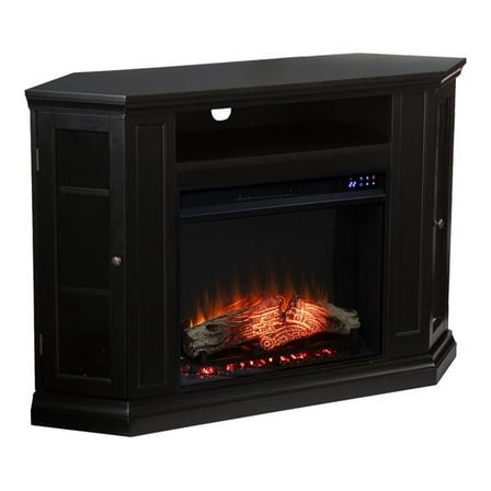 Maklaine Touch Screen Wood Electric Corner Fireplace in Black