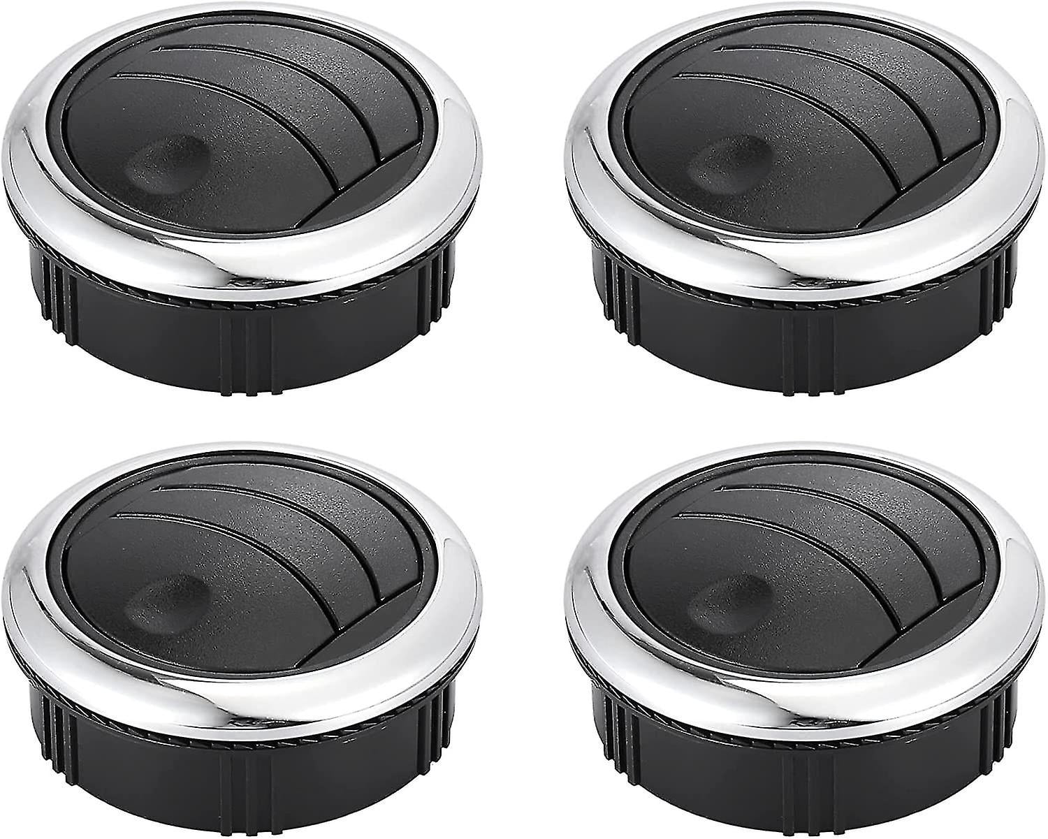 X AUTOHAUX 4Pcs Round AC Air Outlet Vents - Louvered Dashboard Vents For RV, Bus, Boat, Caravan | Black & Silver, 87mm/75mm/46mm Sizes