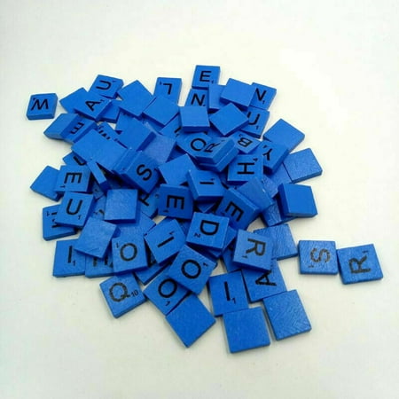 

Scrabble Tiles set 100 Tiles Navy Blue Complete Set Wood Craft Pendant Spelling Alphabet ( Color:Navy Blue;)