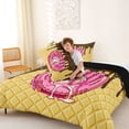 thumbnail image 4 of Erosebridal Pink Baseball Glove & Ball Print Queen Comforter Set, Sweet Sports Bedding Comforter Set for Kids Boys and Girls, Black Reversible 3-Piece, 1 Comforter and 2 Pillowcases, 4 of 6
