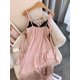 thumbnail image 2 of Vestido de verano vintage elegante con volantes y retazos para mujer, vestido informal de fiesta sin mangas, camisola con tirantes, vestido rosa, ropa femenina, 2 of 5