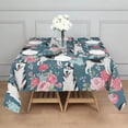 thumbnail image 3 of Husky Dog Flower Floral Square Tablecloth,Waterproof Square Table Cover,Wipeable Spillproof Washable Table Cover for Home Kitchen Party Decor 42"X42"(107x107cm), 3 of 6
