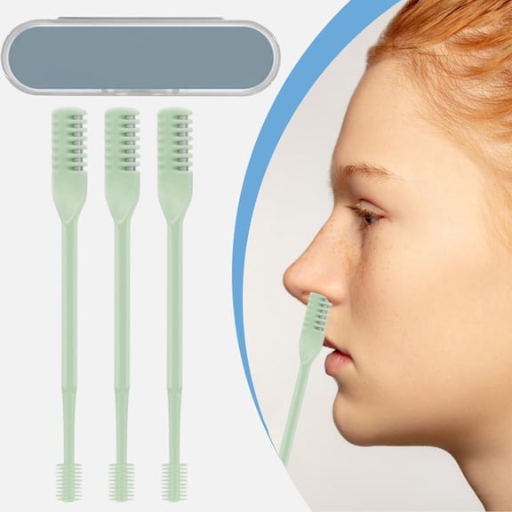 3Pcs 2-In-1 Nasal Hair Cutter,2026 New Nose and Ear Hair Knife,Double Sided Nose Hair Remover with Rotating 360° Design,Portable Manual 360° Rotating Nose Hair Trimmer with Storage Box for Women Men