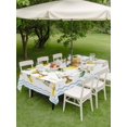 thumbnail image 4 of Outdoor Tablecloth with Umbrella Hole for Patio/Picnic/Party/Camping, Boho Lemons Waterproof Table Cloth Rectangle Table Cover Washable, Summer Yellow Fruits Flowers Leaf Blue Stripe (60"x 84"), 4 of 9
