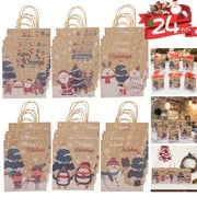 24pcs Christmas Paper Gift Bags Holiday Paper Bags with Handles for Christmas Party Supplies Decor