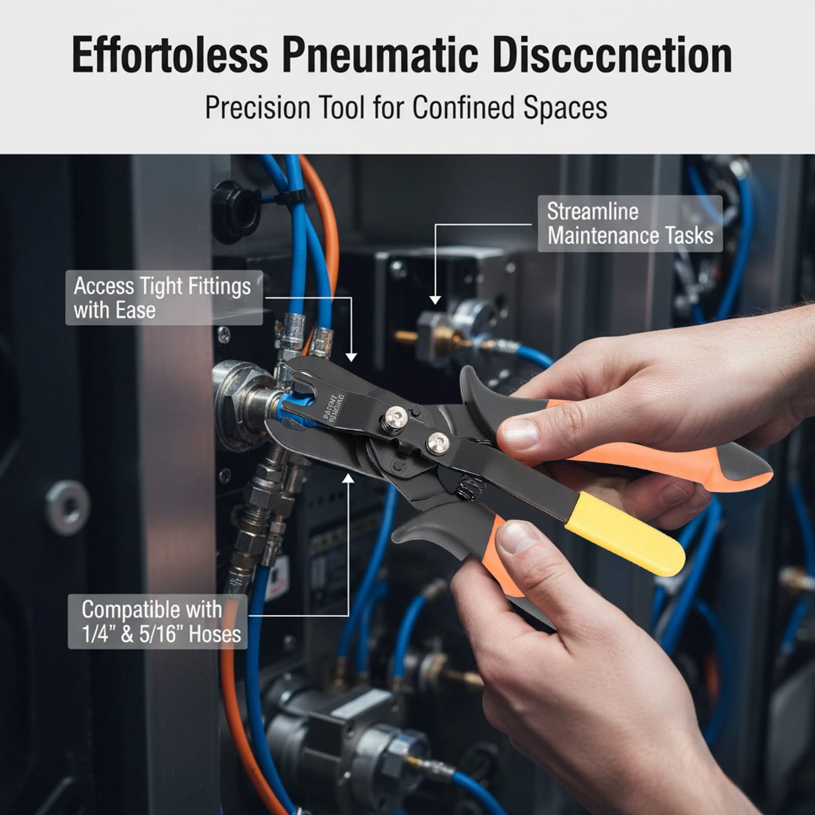 Dwellin Push To Fittings Air Line Disconnect Tool Kit Push Fitting Removal Tool For 1/4” 5/16” 3/8” 1/2” (6mm 8mm 10mm 12mm) Quick Release Pliers With 15 Pcs Pneumatic Fittings