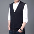 thumbnail image 5 of Men's Sweater Vest for Autumn and Winter - Buckle Knit Vest with V-Neck Pure Color Wool Collarless Sleeveless Layering Top Classic Non-Hooded Design for Men, 5 of 5