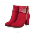 thumbnail image 2 of Nuevas botas de tacón para mujer de primavera e invierno, zapatos de mujer con diamantes de agua de alta calidad, botas cortas de tacón grueso de ante con tacón alto, talla grande, 2 of 4