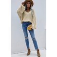 thumbnail image 3 of Womens Sweaters Pullover Oversized Deep V Neck Off Shoulder Tops Long Sleeves Loose Knit Sweater, 3 of 6